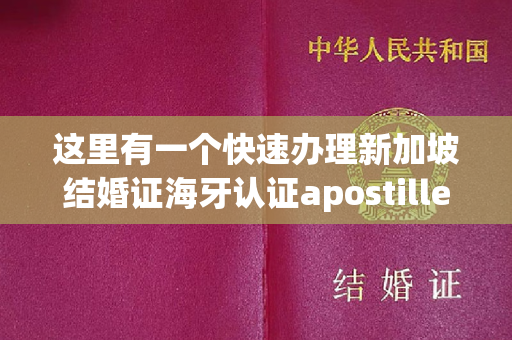 这里有一个快速办理新加坡结婚证海牙认证apostille的渠道