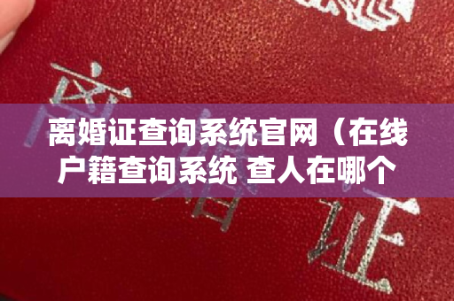 离婚证查询系统官网（在线户籍查询系统 查人在哪个网站可以查）