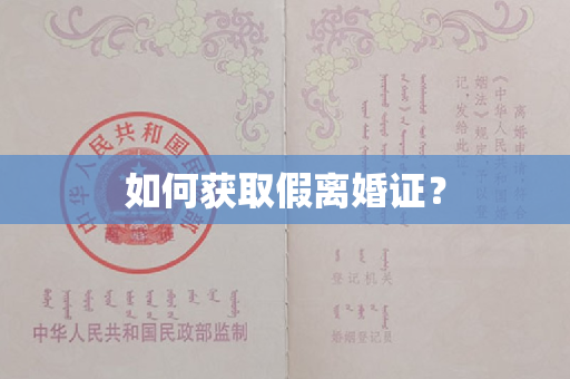 如何获取假离婚证？